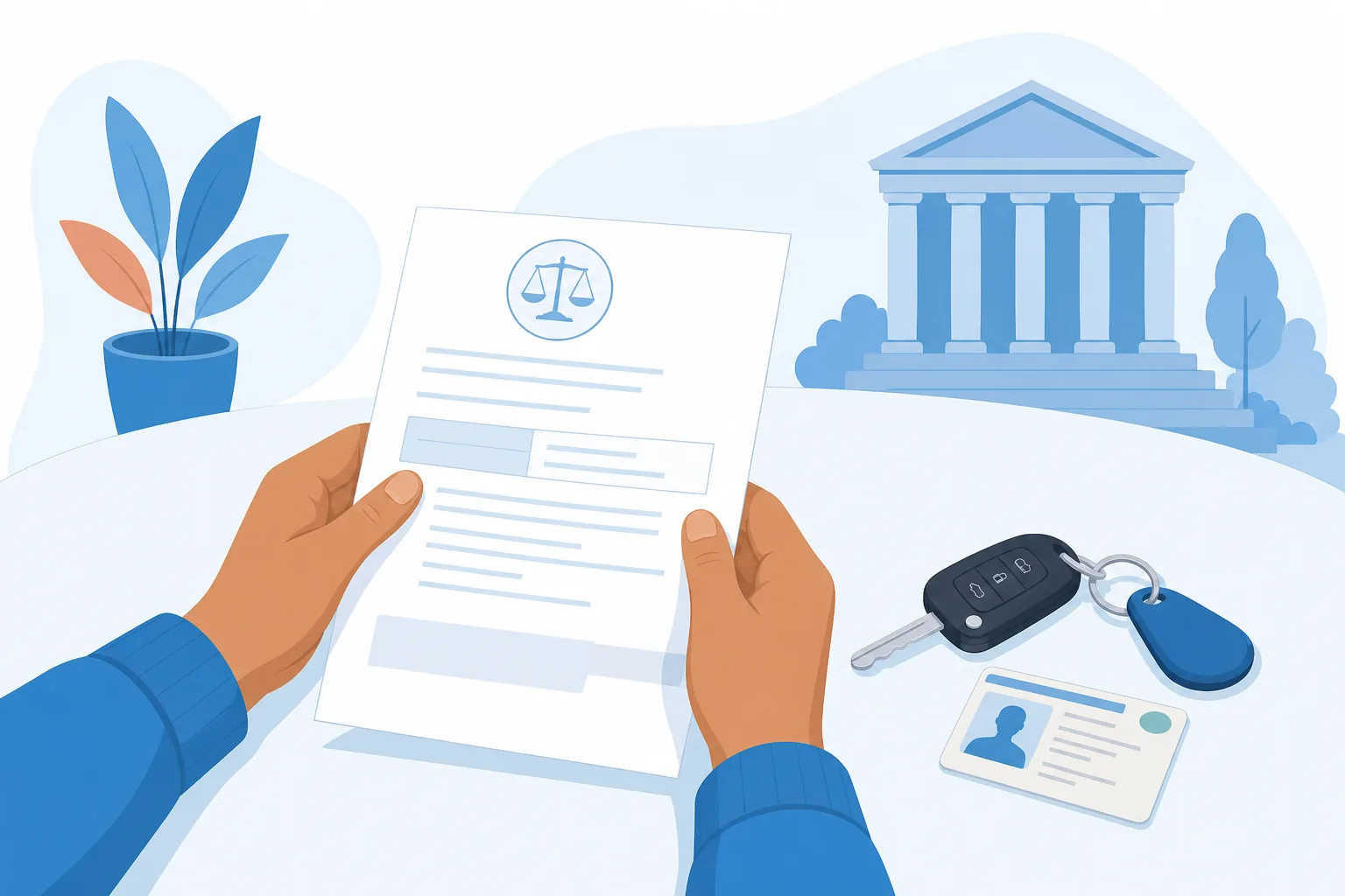 Persona revisando su citacion de corte por manejar sin licencia en Estados Unidos