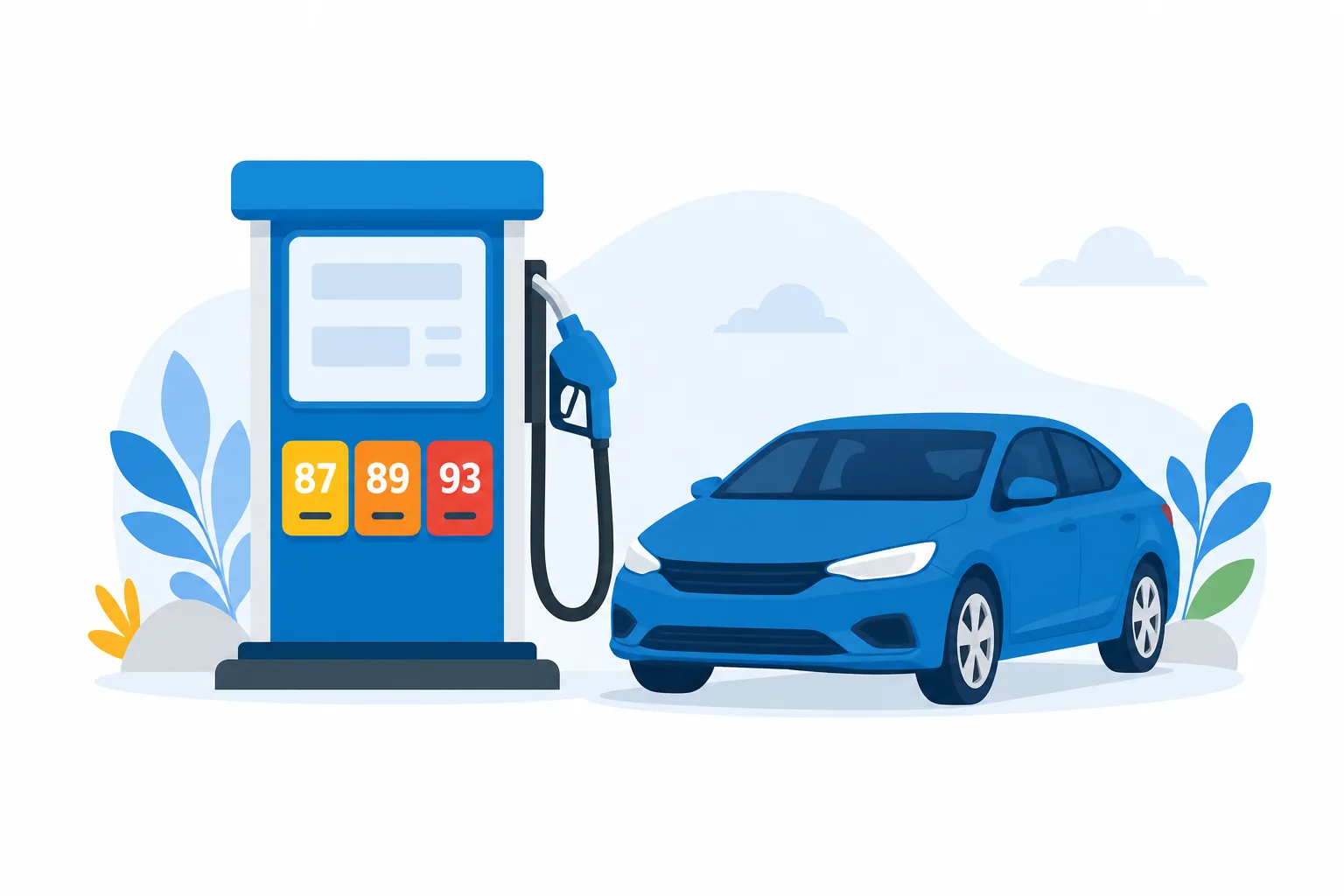 Bomba de gasolina en Estados Unidos con los grados 87, 89 y 93 marcando cuál elegir para tu carro