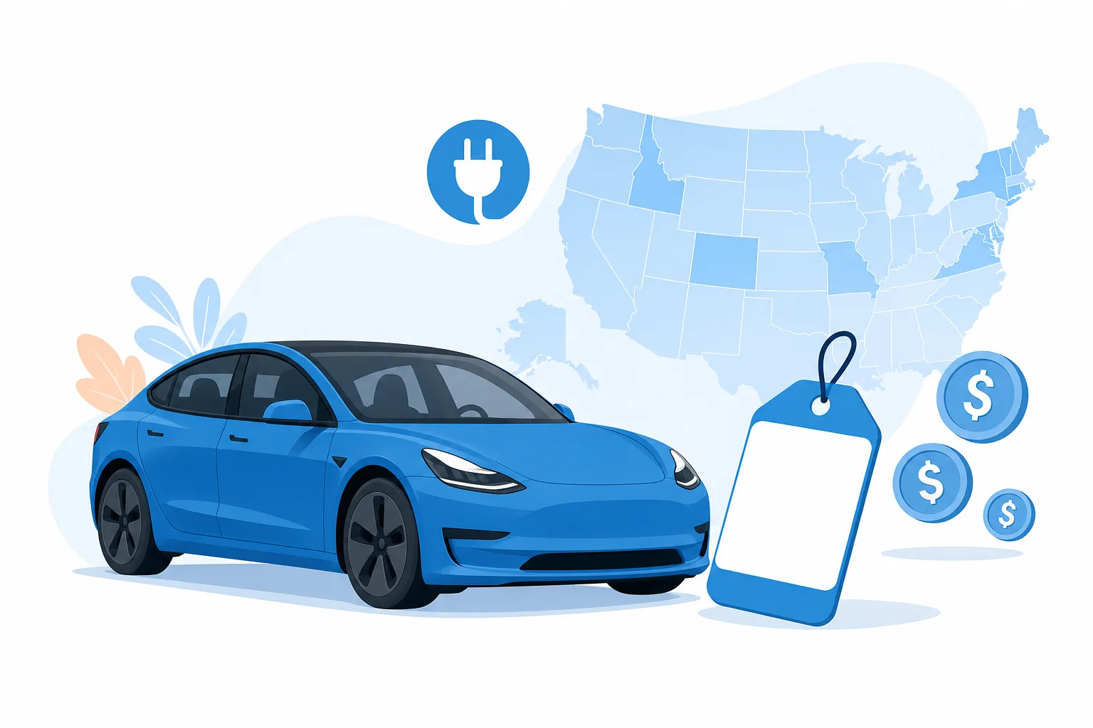 Tesla nuevo en un concesionario en Estados Unidos con etiqueta de precio en dólares