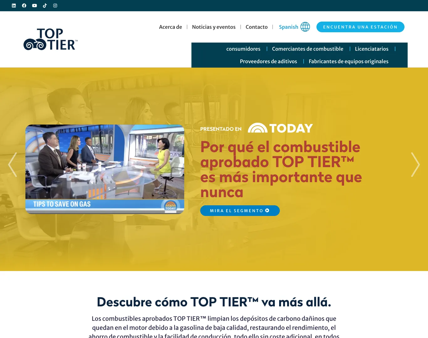 Sitio oficial de Top Tier con las marcas de gasolina certificadas (toptiergas.com)